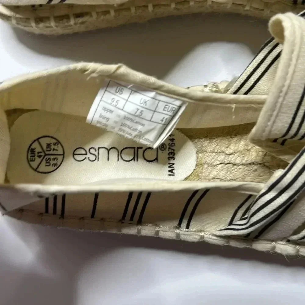 Esmara canvas New espadrilles size 9 1/2 preppy beige with tie on top